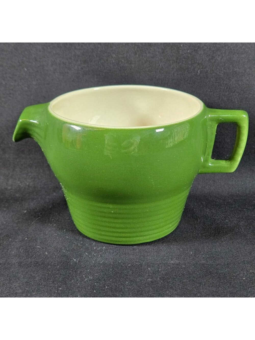 MCM Vintage Retro Green Individual Creamer With Spout & Square Handle 3" Tall